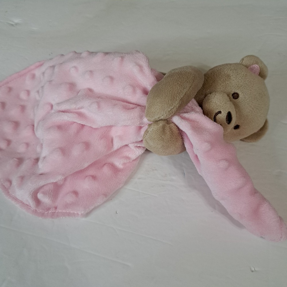 Carters Lovey Baby Security Blanket Plush Pink Brown Teddy Bear Rattles